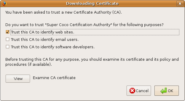 Firefox: Certificate Import